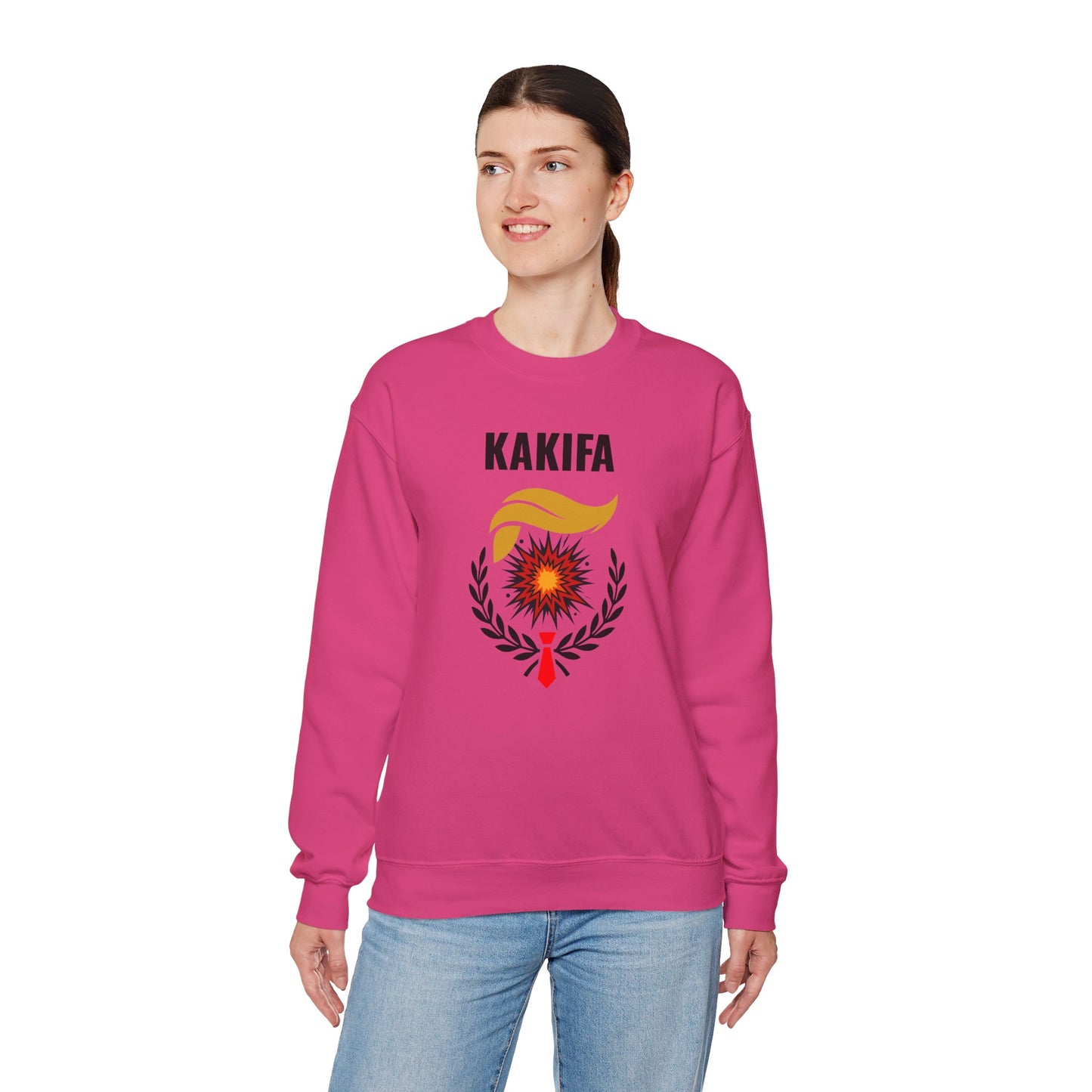KAKIFA #2 — Black Text-Black Wreath — Unisex, Heavy Relaxed Fit Sweatshirt