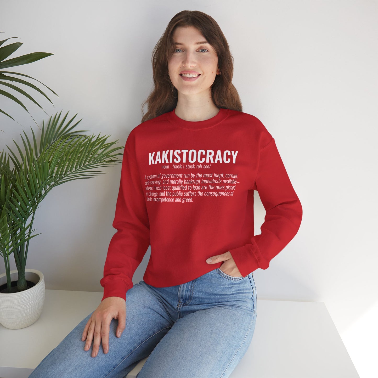 Kakistocracy #1 — White Text — Unisex, Heavy Relaxed Fit Sweatshirt