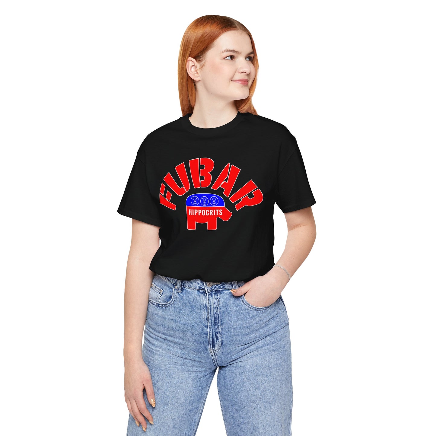 FUBAR - Hippo — T-Shirt —- Unisex Retail Fit — Red Text