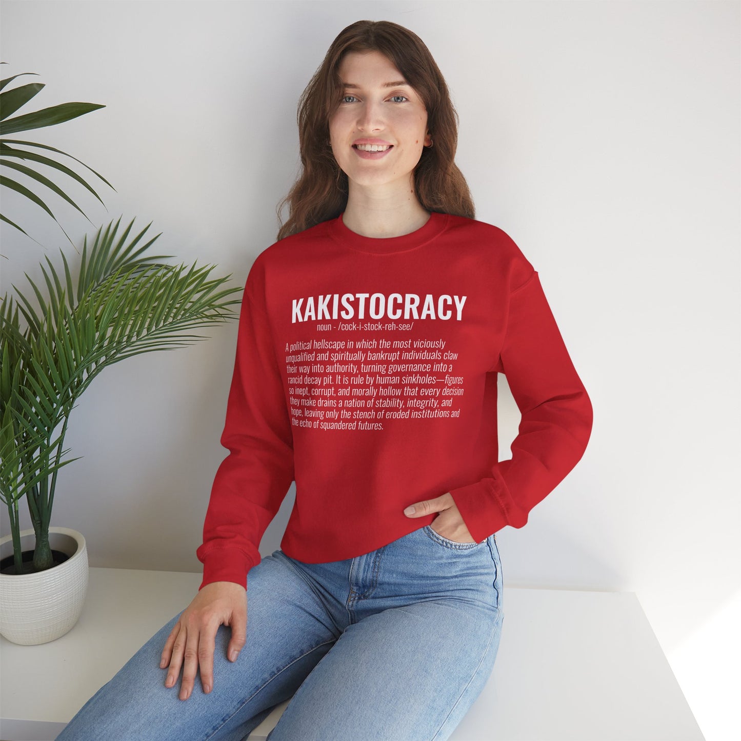 Kakistocracy #4 — White Text — Unisex, Heavy Relaxed Fit Sweatshirt