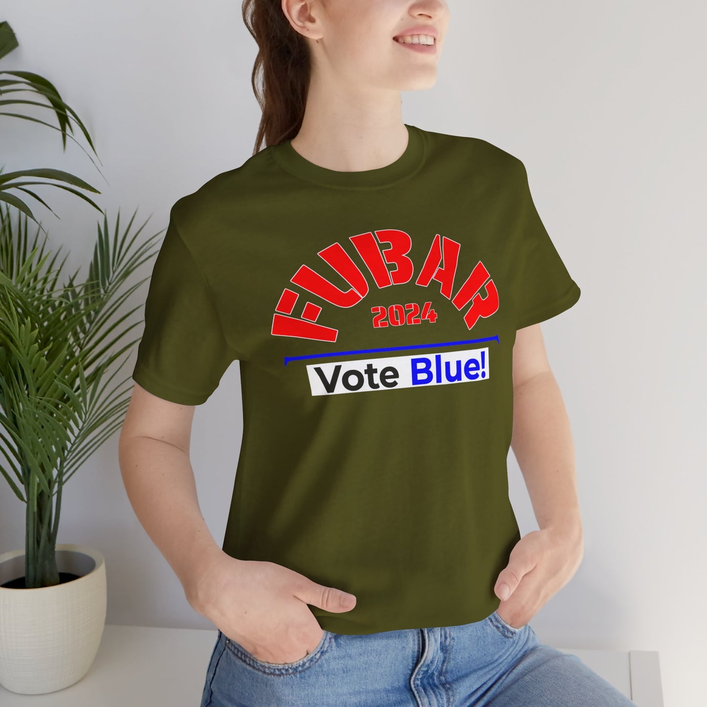 "Fubar 2024 - Vote Blue" - Unisex Retail Fit - Red Text on Dark Colors