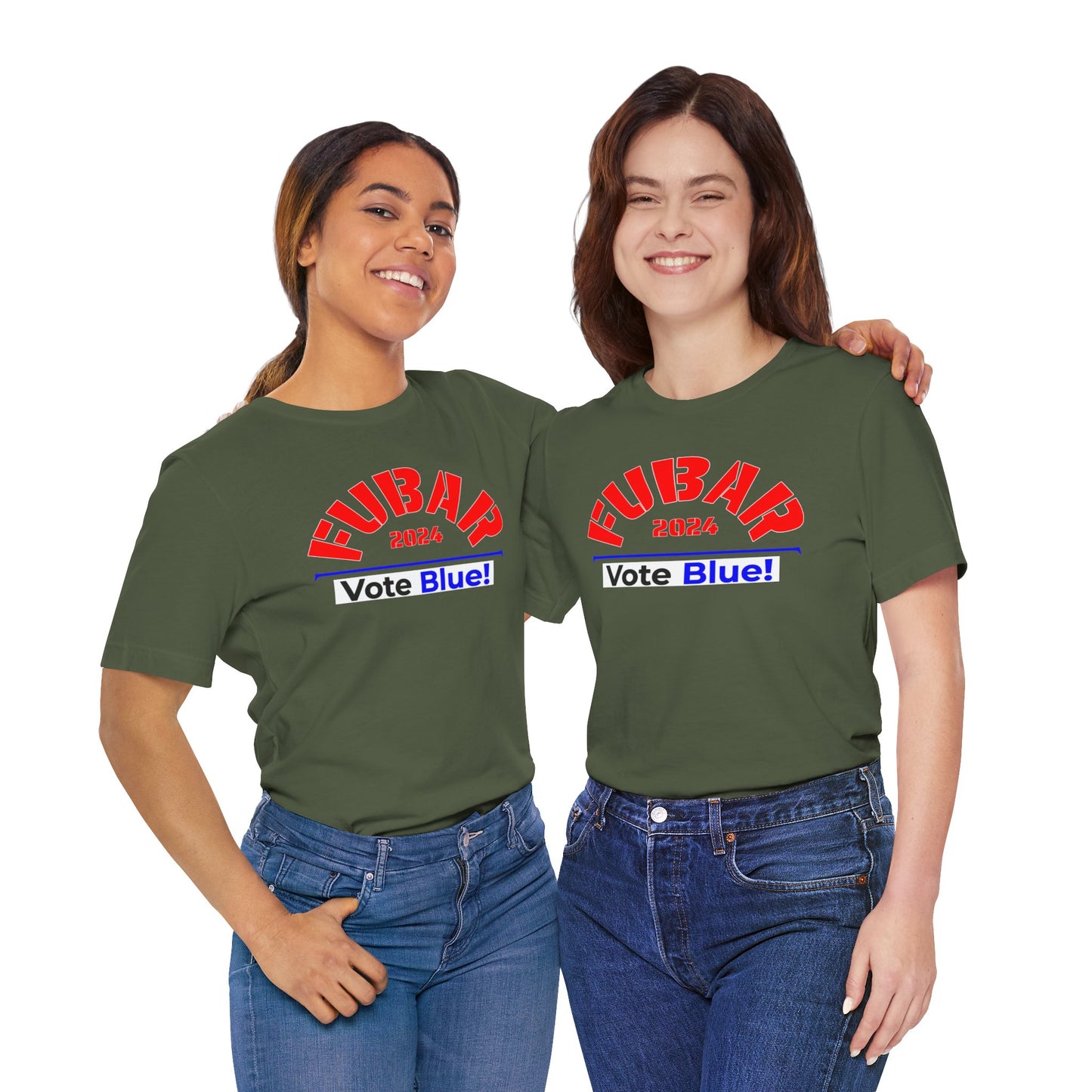 "Fubar 2024 - Vote Blue" - Unisex Retail Fit - Red Text on Dark Colors