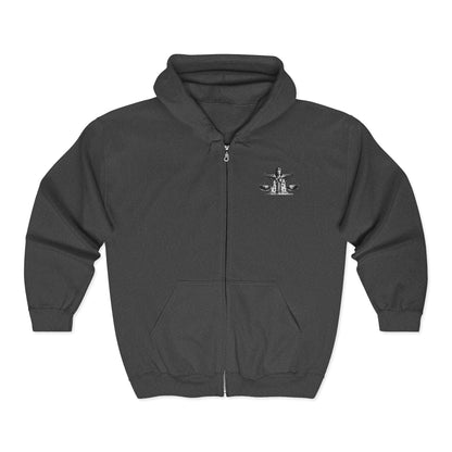SHATTERED SCALES — Full-Zip Hoodie — White Graphic — Unisex, Heavy Classic Fit