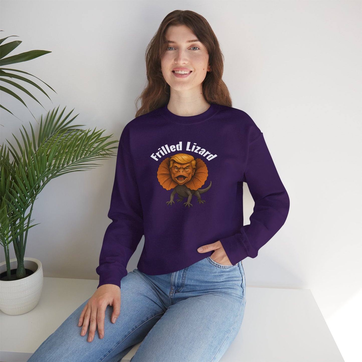 FRILLED LIZARD  — White Text — Unisex, Heavy Relaxed Fit Sweatshirt