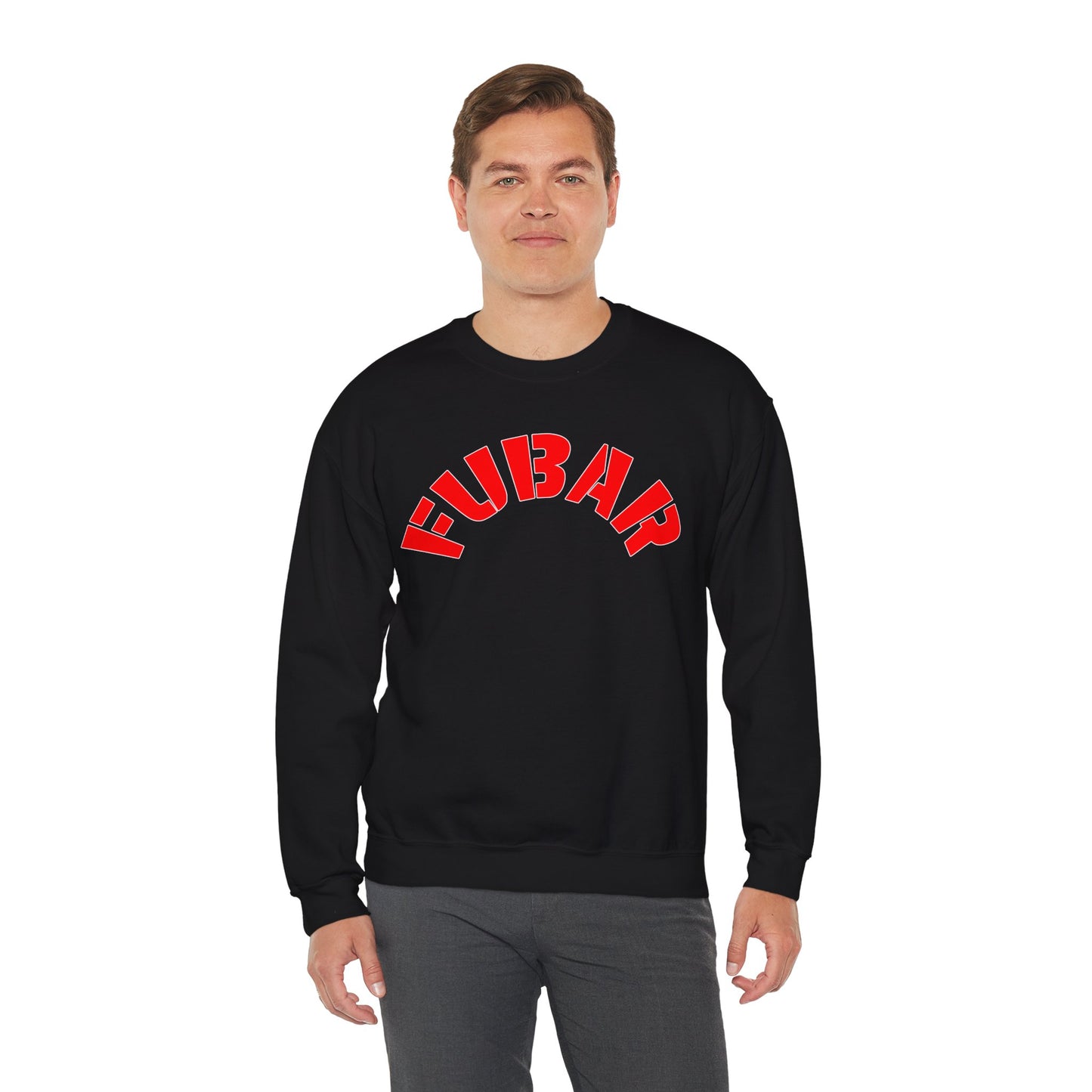 FUBAR  — Red Text — Unisex, Heavy Relaxed Fit Sweatshirt