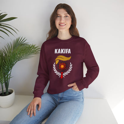 KAKIFA #1  — White Text — Unisex, Heavy Relaxed Fit Sweatshirt