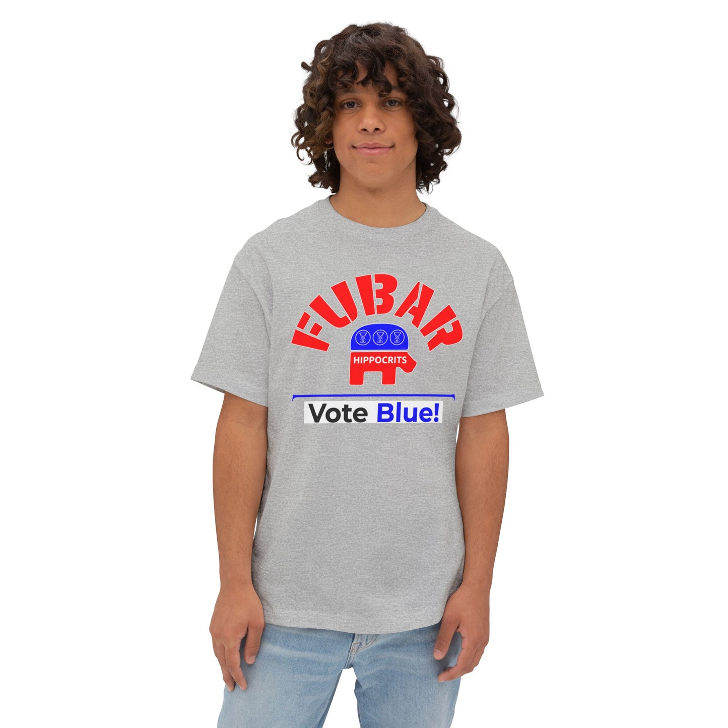 "Fubar Hippocrits" - Unisex Oversized Boxy Fit - Red Text