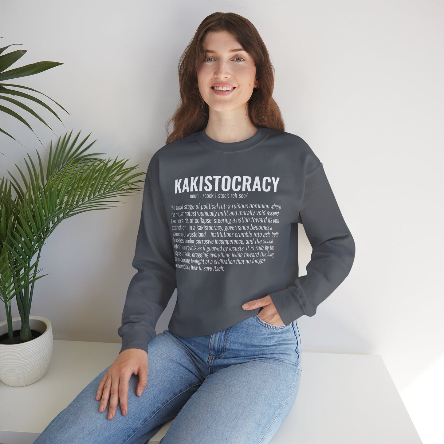 Kakistocracy #5  — White Text — Unisex, Heavy Relaxed Fit Sweatshirt