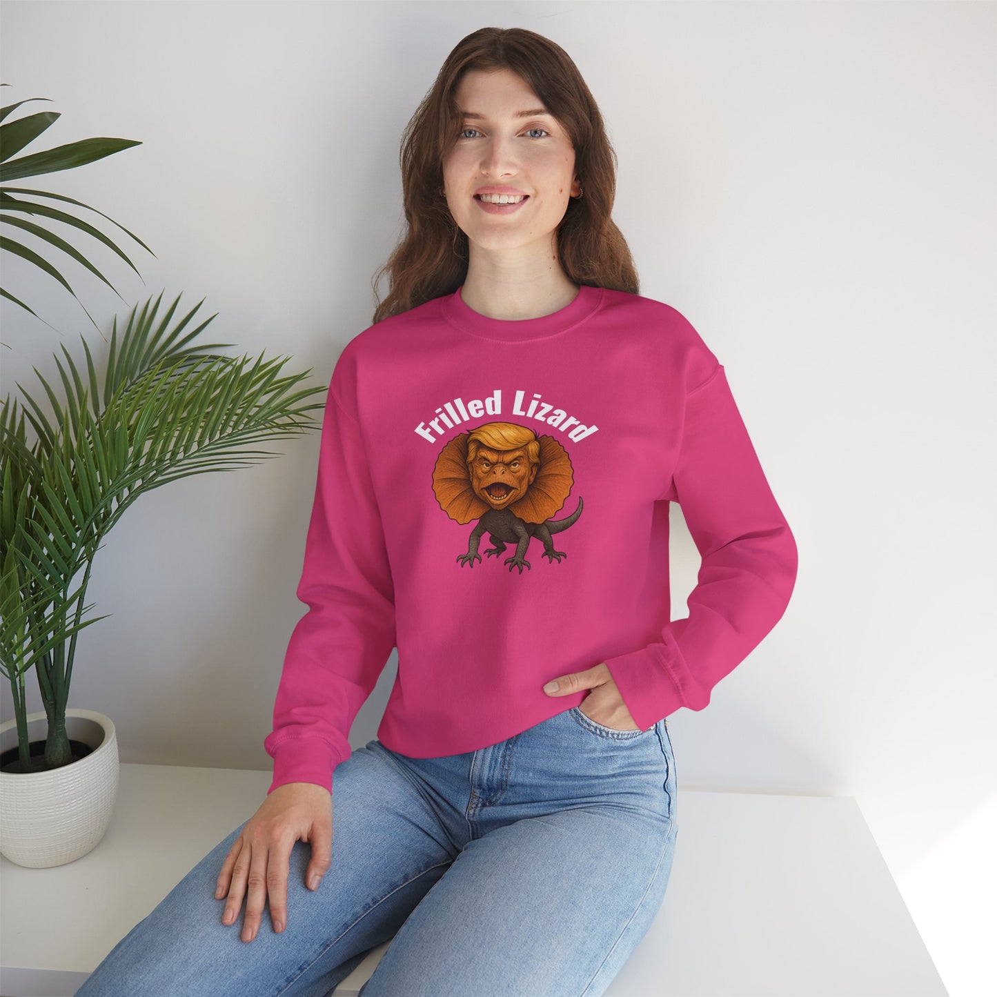 FRILLED LIZARD  — White Text — Unisex, Heavy Relaxed Fit Sweatshirt
