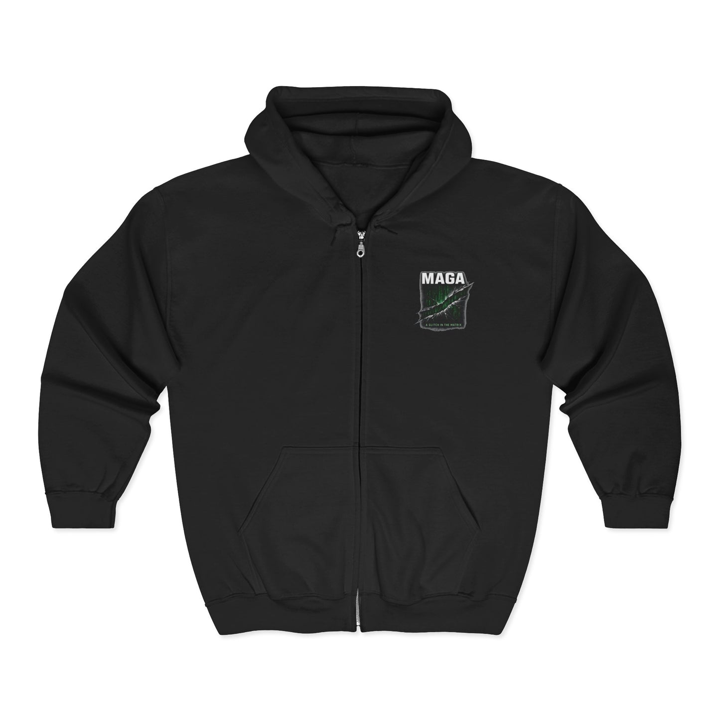 MAGA — A Glitch in the Matrix  — Full-Zip Hoodie — Unisex, Heavy Classic Fit