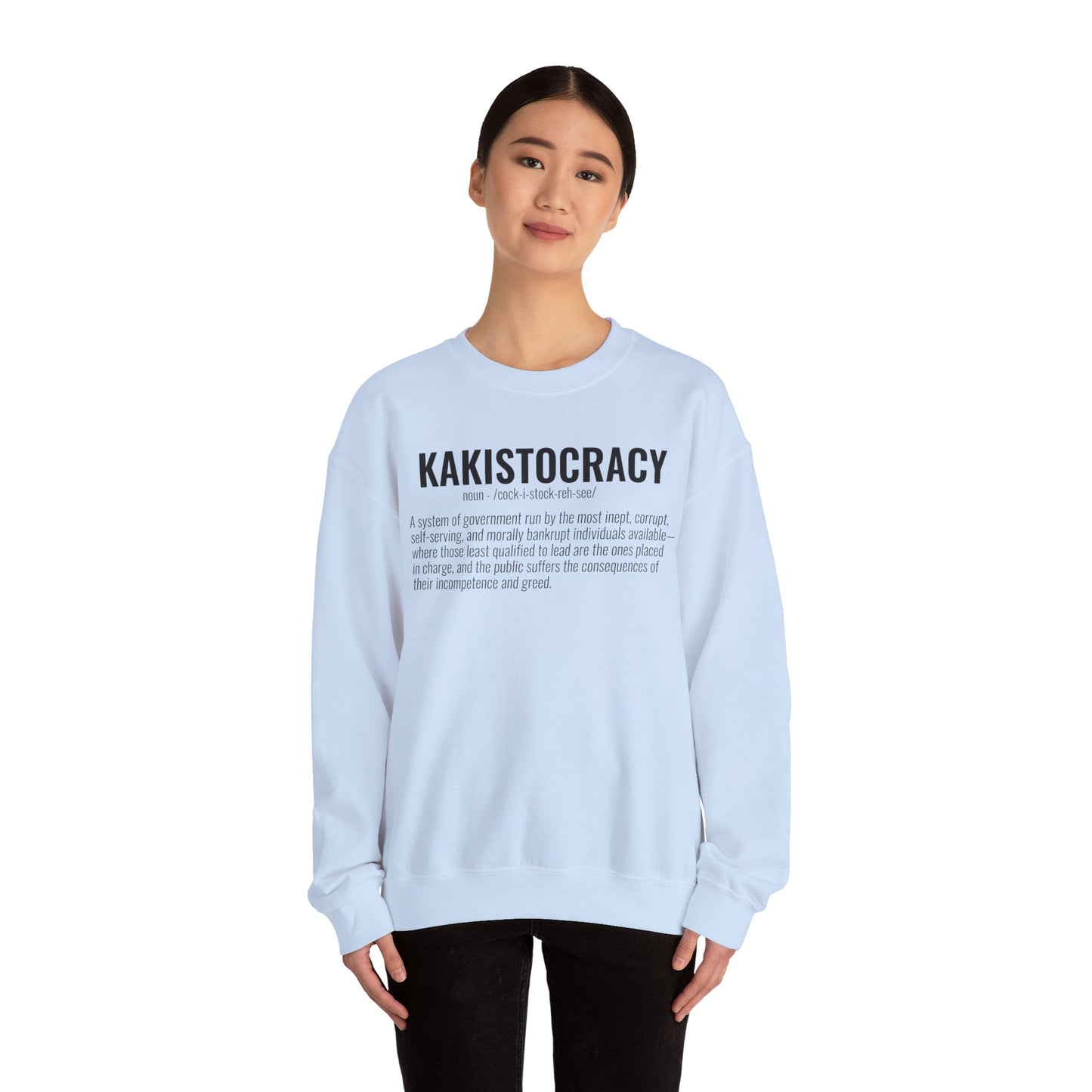 Kakistocracy #1  — Black Text — Unisex, Heavy Relaxed Fit Sweatshirt