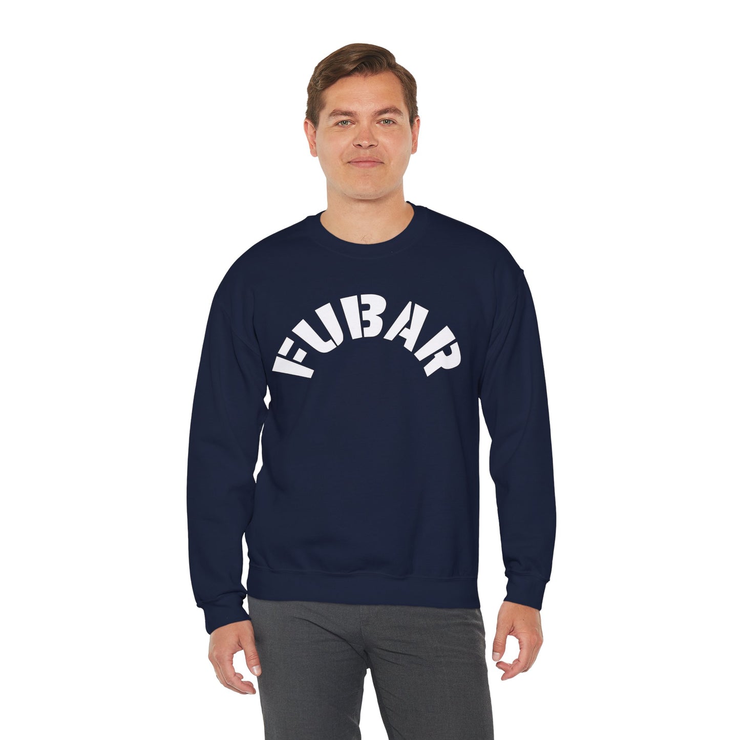 FUBAR  — White Text — Unisex, Heavy Relaxed Fit Sweatshirt
