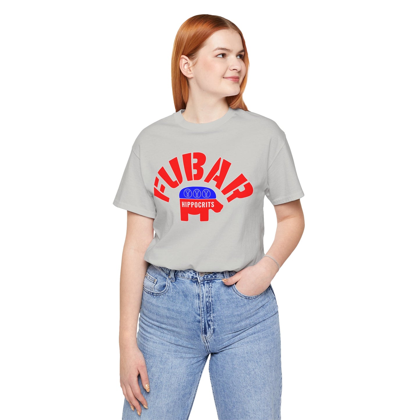 FUBAR - Hippo — T-Shirt —- Unisex Retail Fit — Red Text