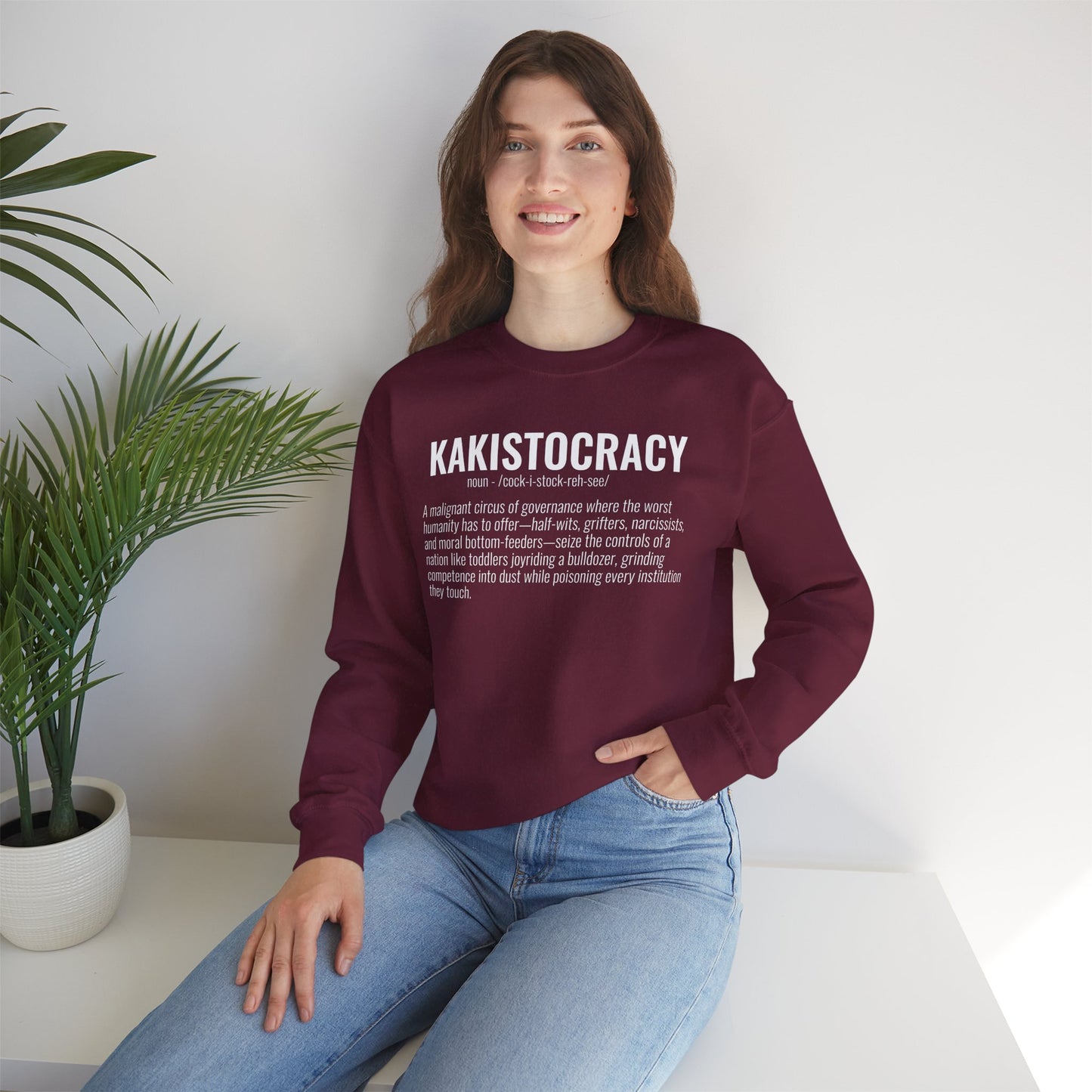 Kakistocracy #3  — White Text — Unisex, Heavy Relaxed Fit Sweatshirt