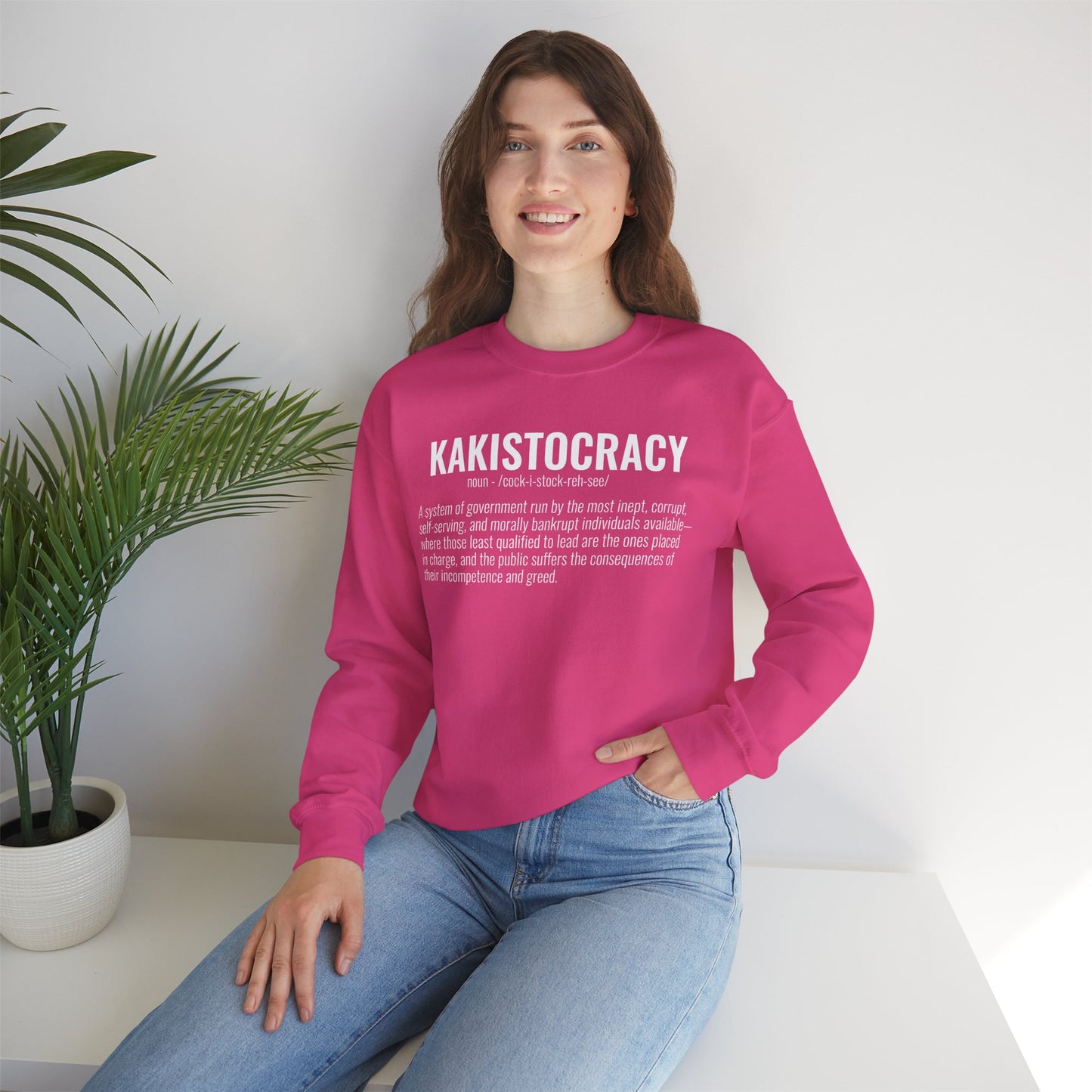 Kakistocracy #1  — White Text — Unisex, Heavy Relaxed Fit Sweatshirt