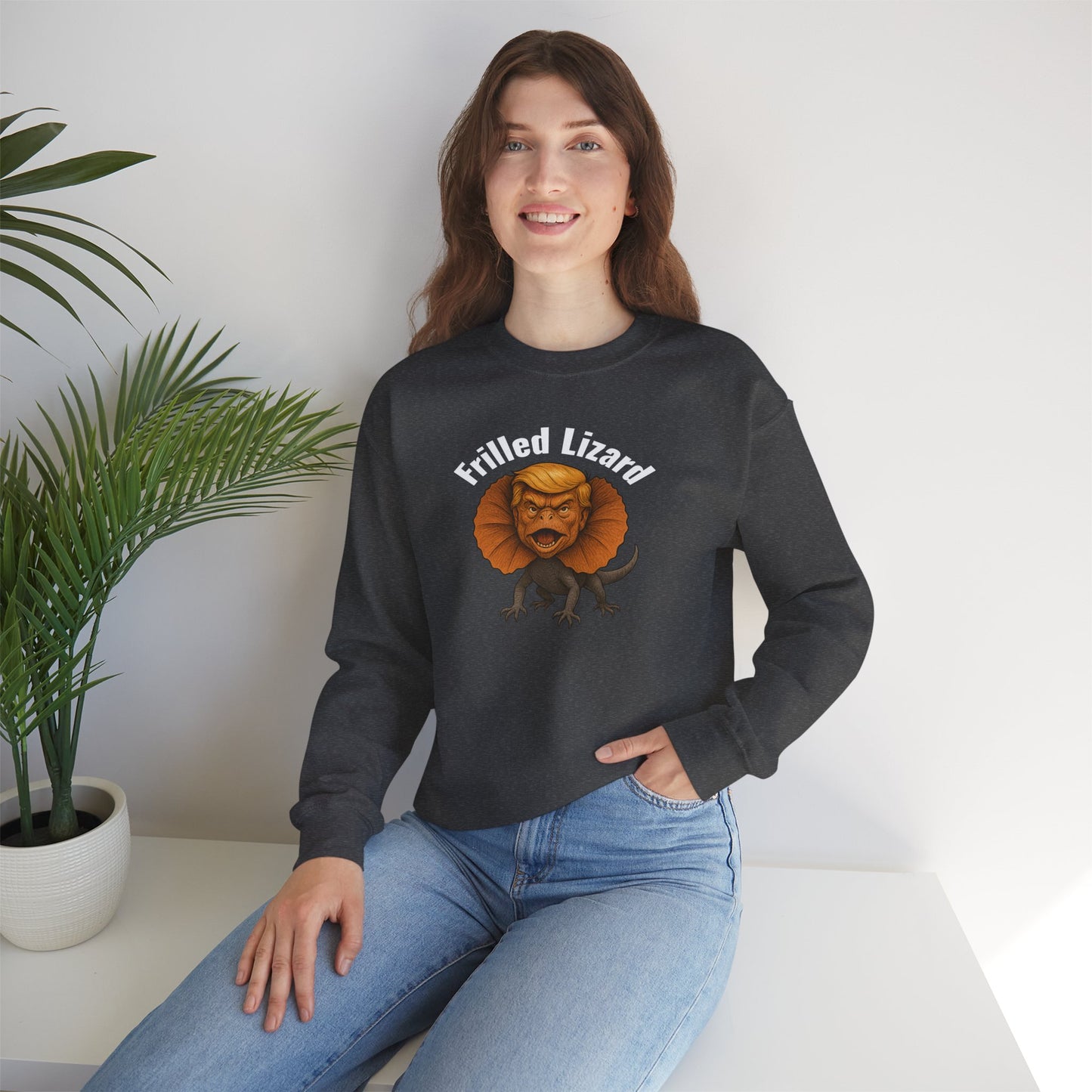 FRILLED LIZARD  — White Text — Unisex, Heavy Relaxed Fit Sweatshirt