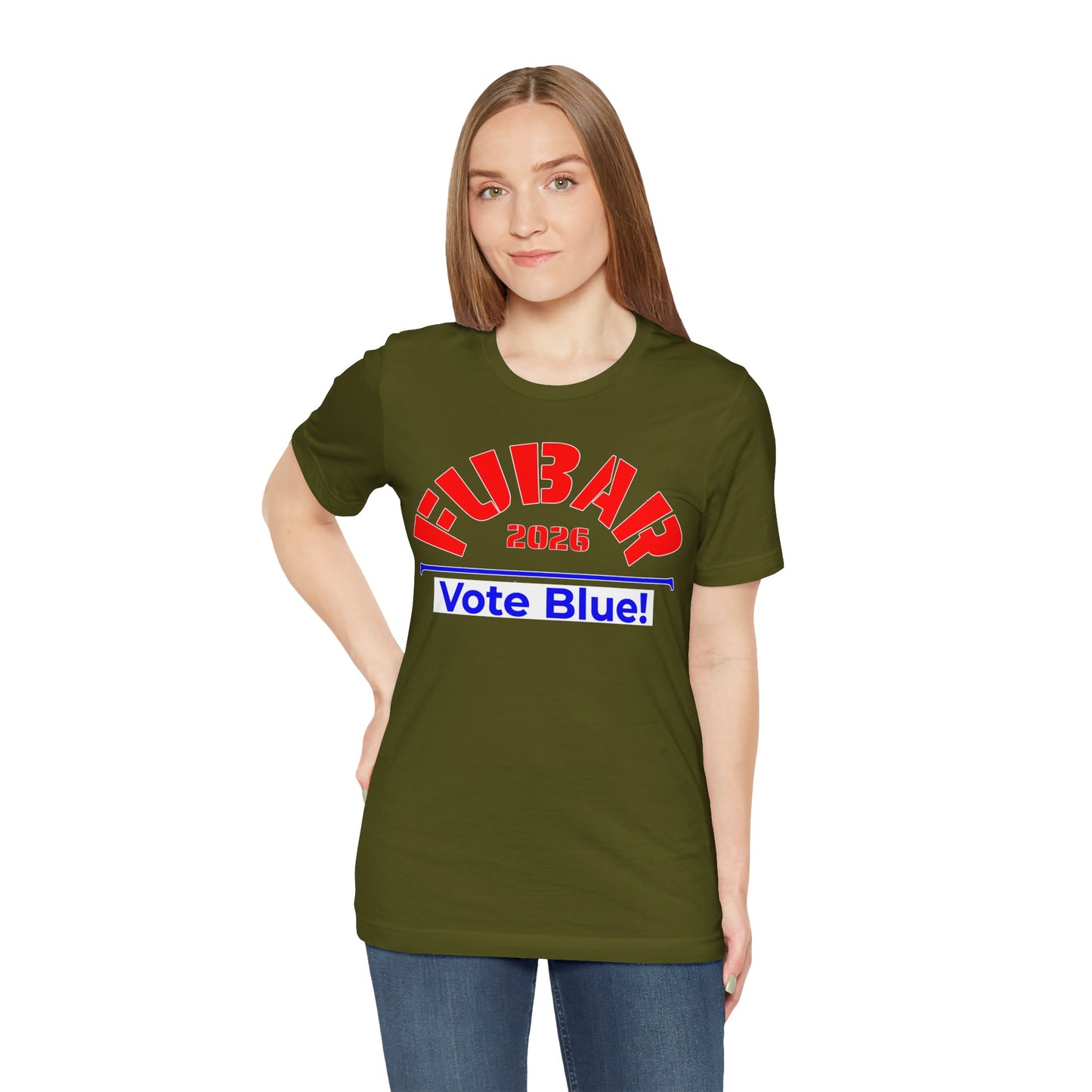FUBAR 2026 - VOTE BLUE — T-Shirt — Unisex Retail Fit — Red Text