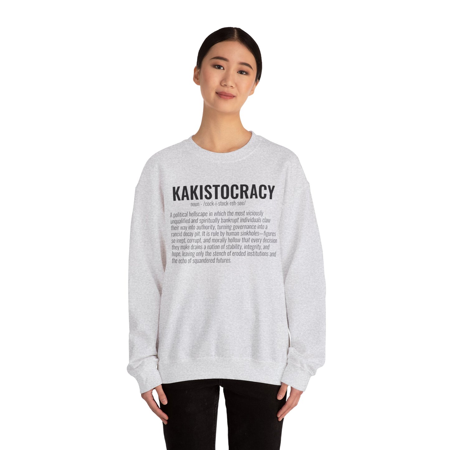 Kakistocracy #4 — Black Text — Unisex, Heavy Relaxed Fit Sweatshirt