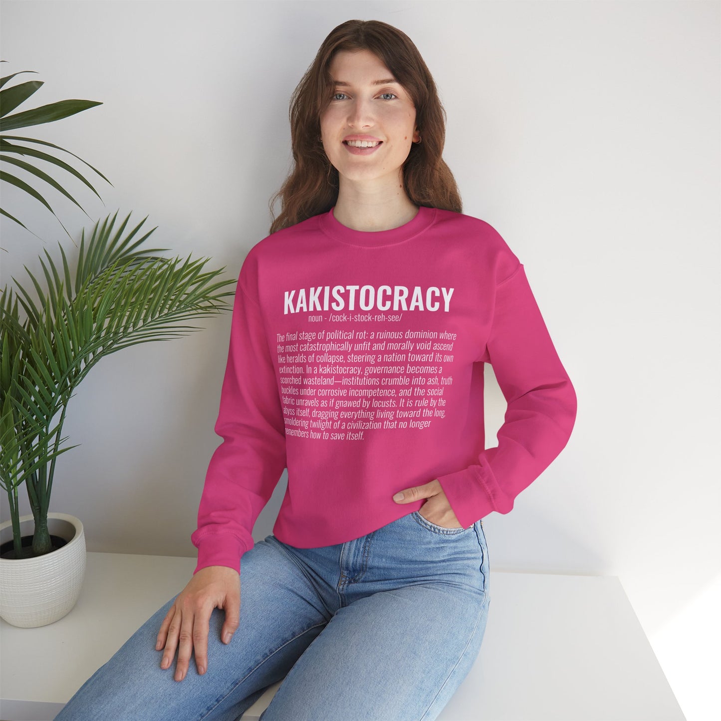 Kakistocracy #5  — White Text — Unisex, Heavy Relaxed Fit Sweatshirt
