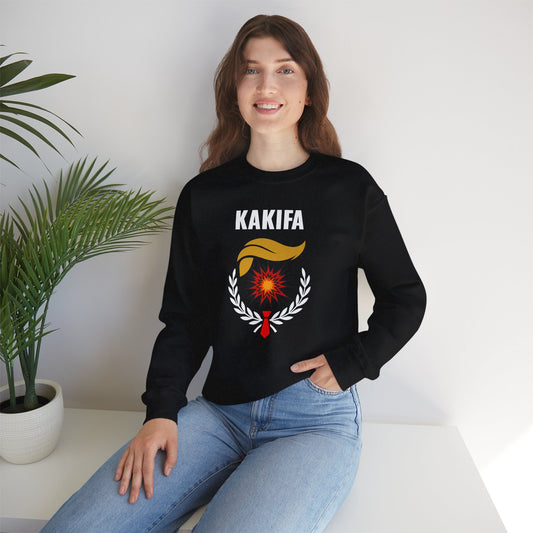 KAKIFA #1  — White Text — Unisex, Heavy Relaxed Fit Sweatshirt