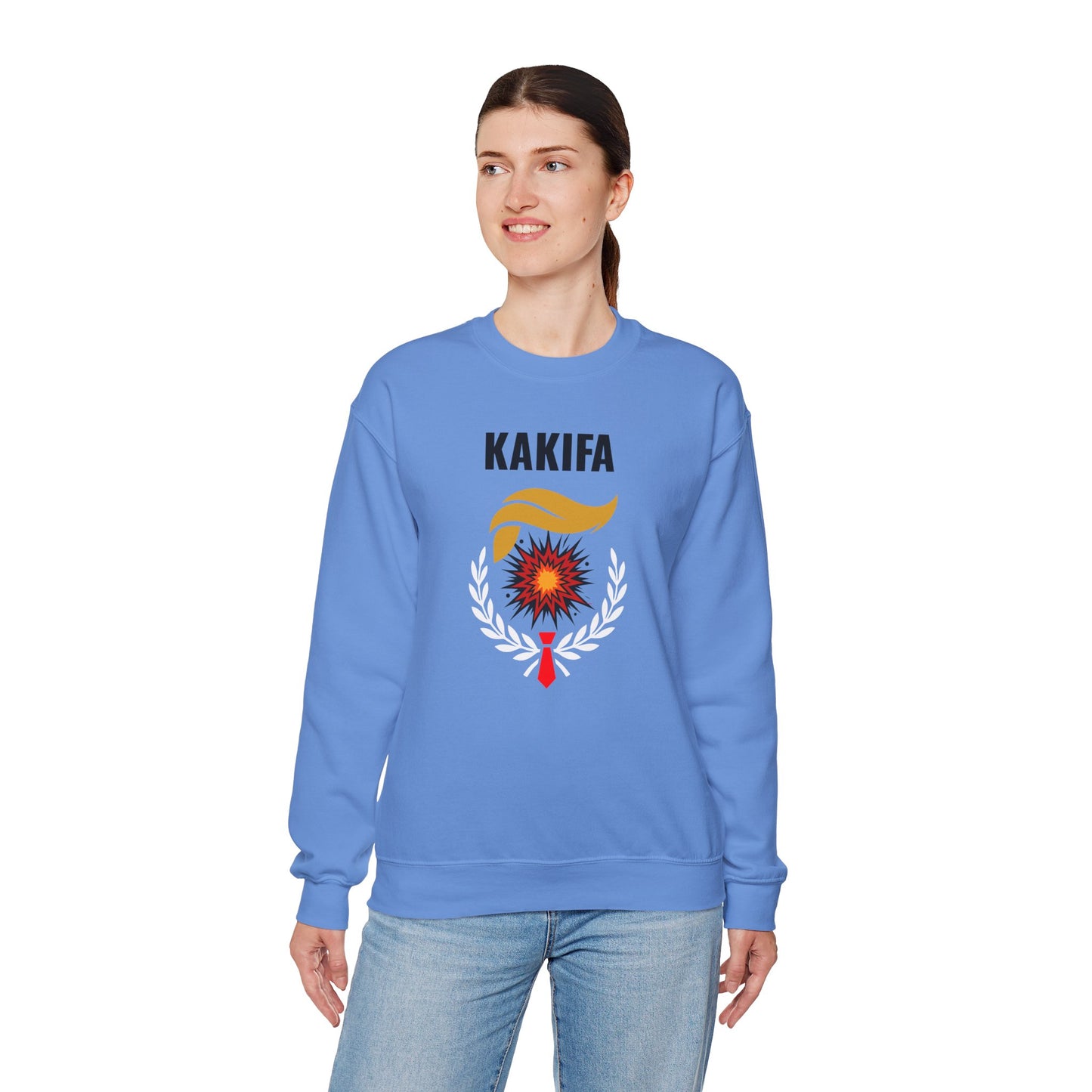 KAKIFA #3 — Black Text-White Wreath — Unisex, Heavy Relaxed Fit Sweatshirt
