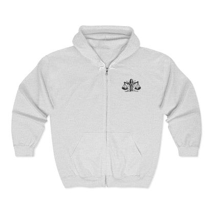 SHATTERED SCALES — Full-Zip Hoodie — White Graphic — Unisex, Heavy Classic Fit