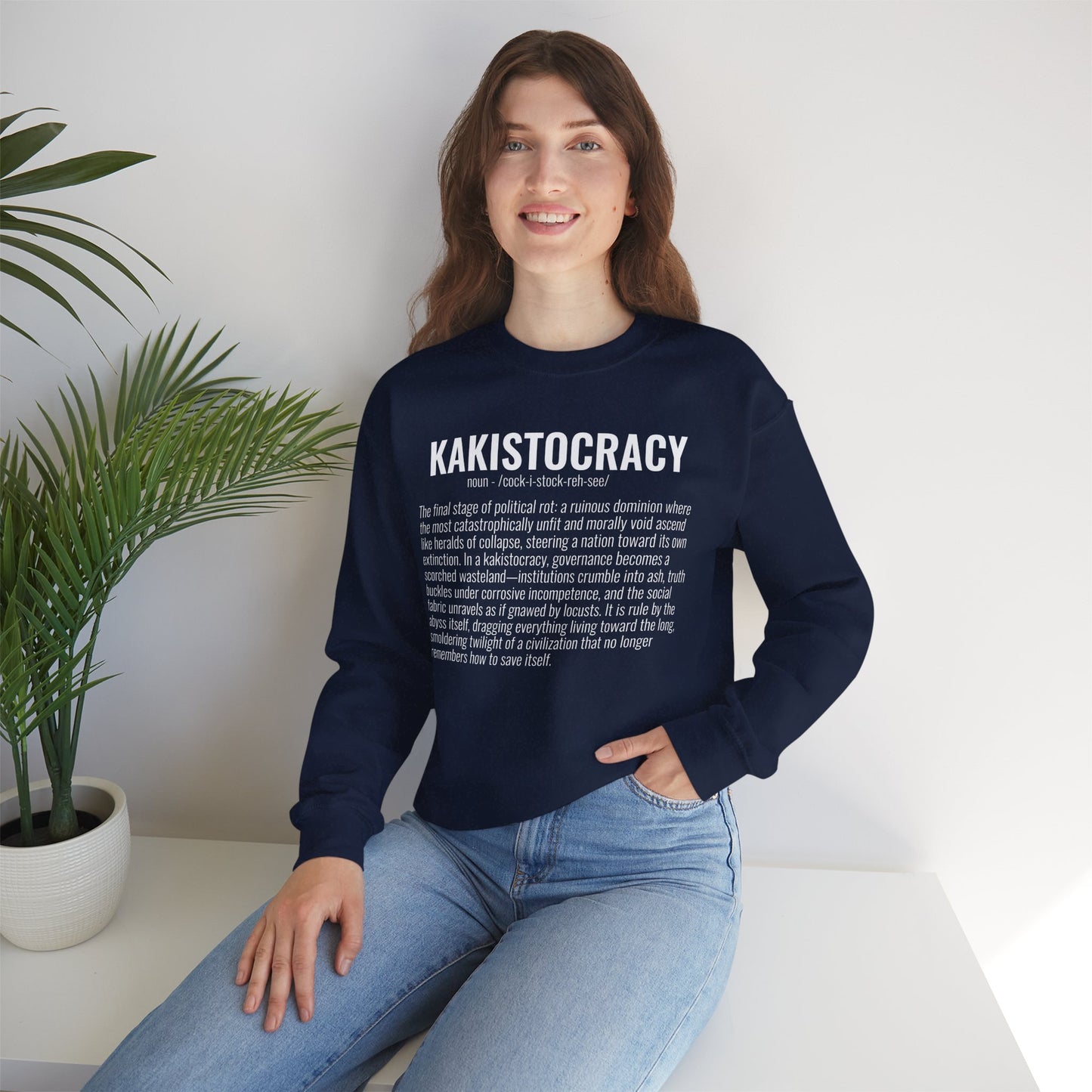 Kakistocracy #5  — White Text — Unisex, Heavy Relaxed Fit Sweatshirt