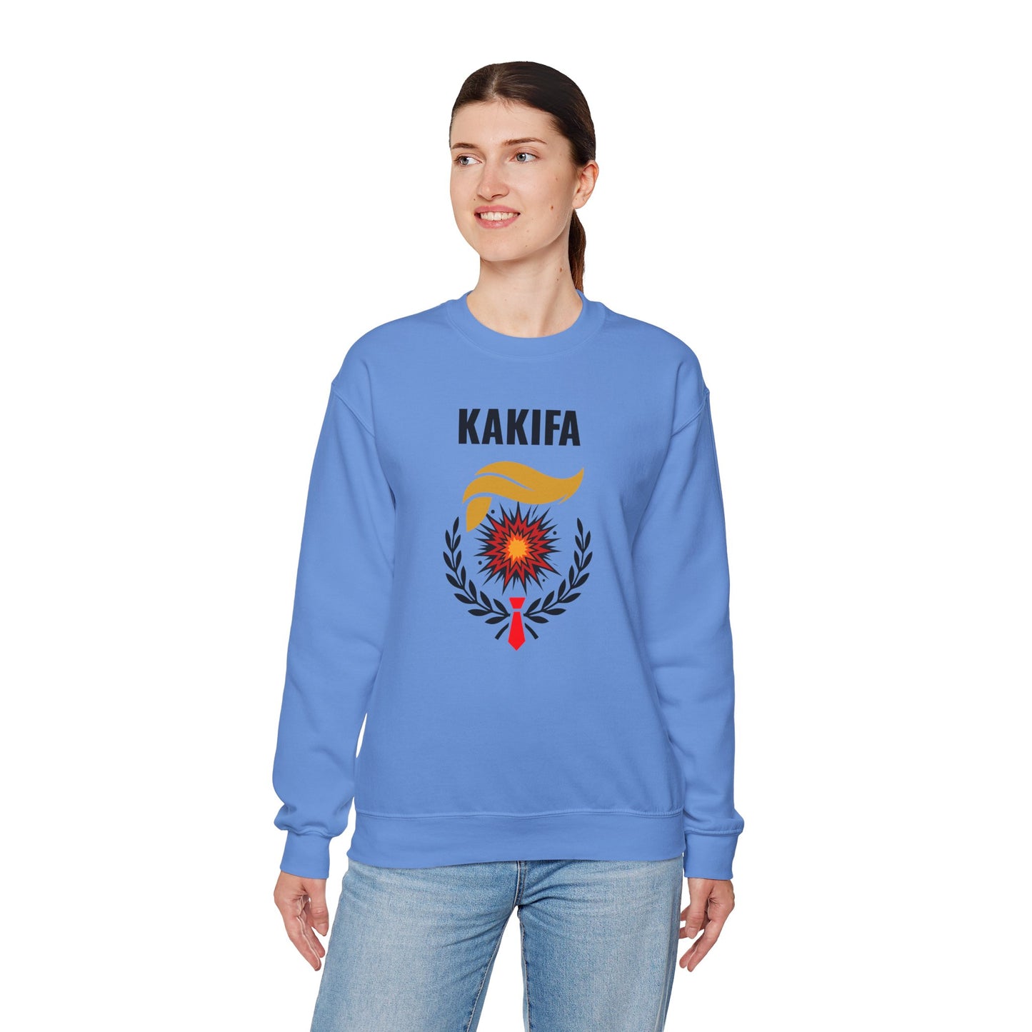KAKIFA #2 — Black Text-Black Wreath — Unisex, Heavy Relaxed Fit Sweatshirt