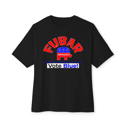 "Fubar Hippocrits" - Unisex Oversized Boxy Fit - Red Text