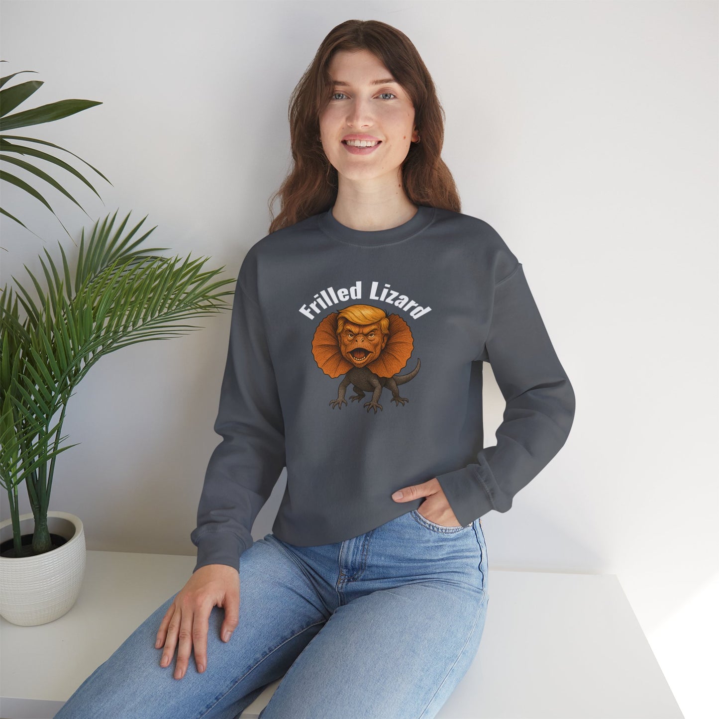 FRILLED LIZARD  — White Text — Unisex, Heavy Relaxed Fit Sweatshirt