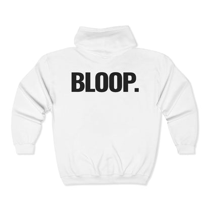BLOOP. — Full-Zip Hoodie — Black Text — Unisex, Heavy Classic Fit