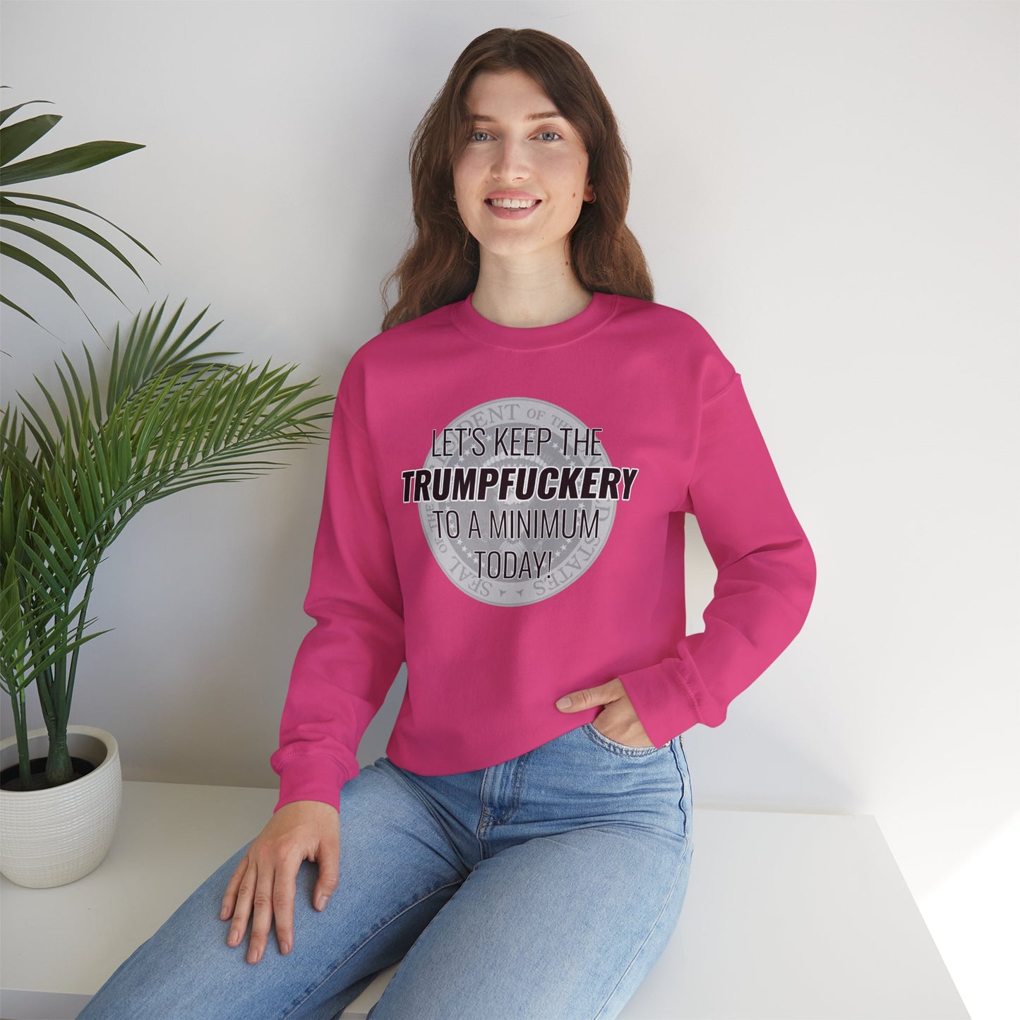 TRUMPFUCKERY  — Heavy Unisex Sweatshirt — Black Text — Relaxed Fit