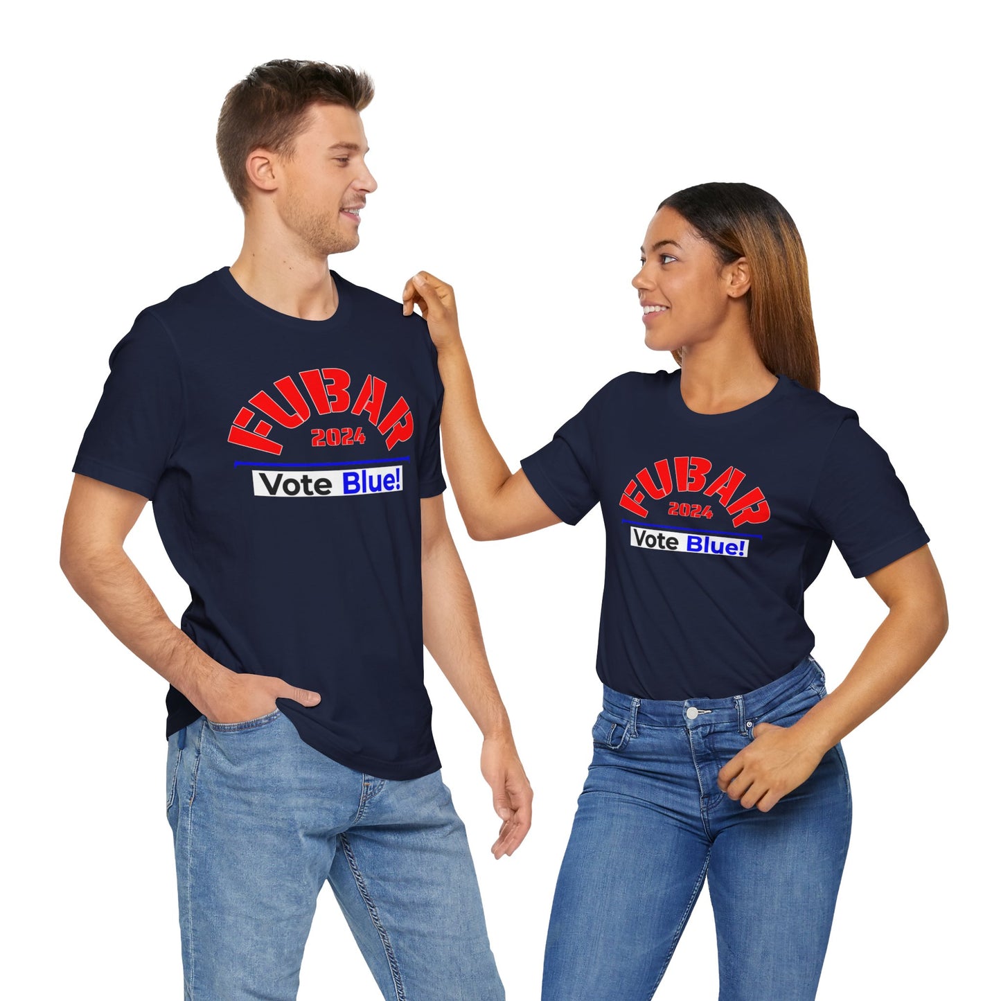 "Fubar 2024 - Vote Blue" - Unisex Retail Fit - Red Text on Dark Colors