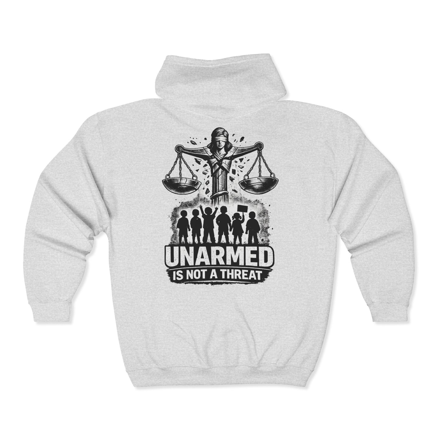 SHATTERED SCALES — Full-Zip Hoodie — White Graphic — Unisex, Heavy Classic Fit