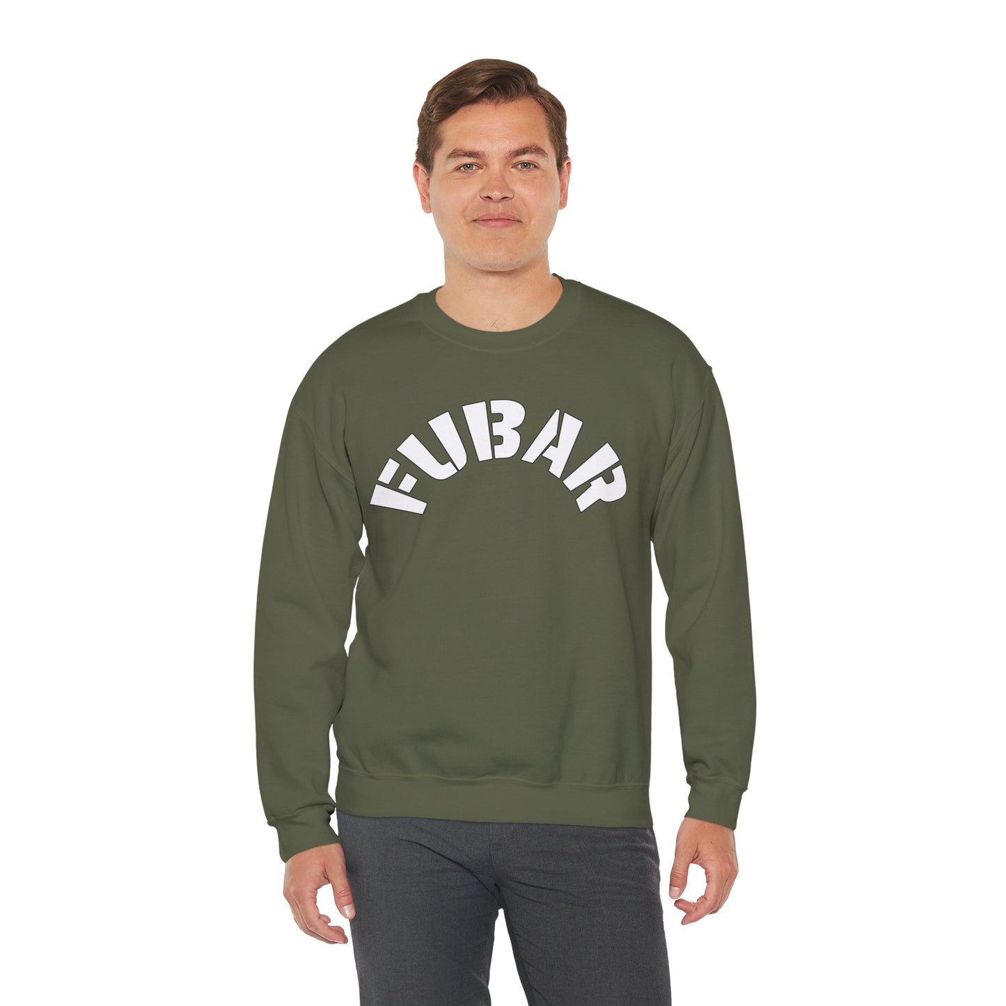 FUBAR  — White Text — Unisex, Heavy Relaxed Fit Sweatshirt