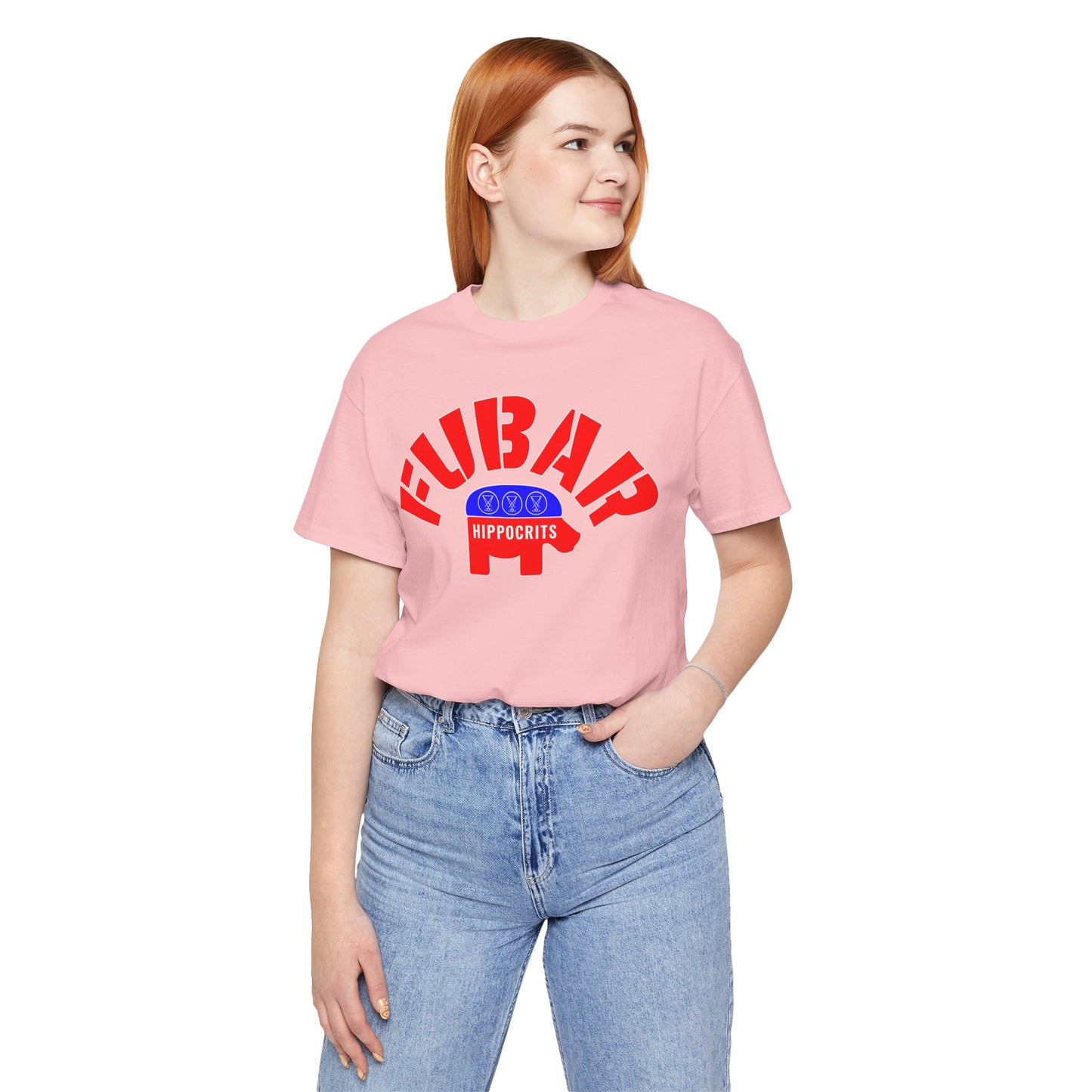 FUBAR - Hippo — T-Shirt —- Unisex Retail Fit — Red Text