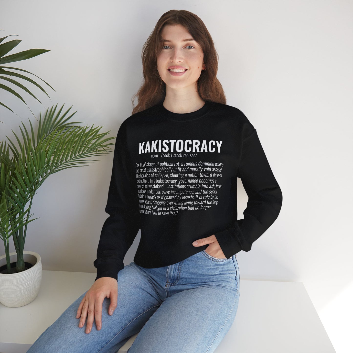 Kakistocracy #5  — White Text — Unisex, Heavy Relaxed Fit Sweatshirt