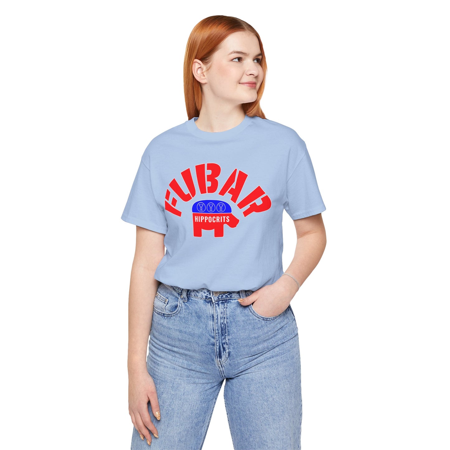 FUBAR - Hippo — T-Shirt —- Unisex Retail Fit — Red Text