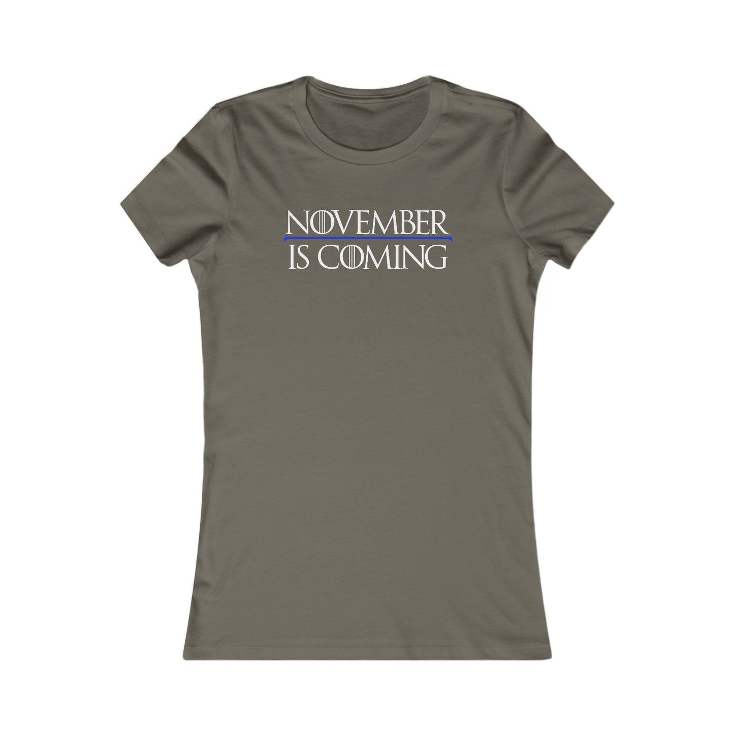 "November Is Coming" - Women's Slim Fit - White Text