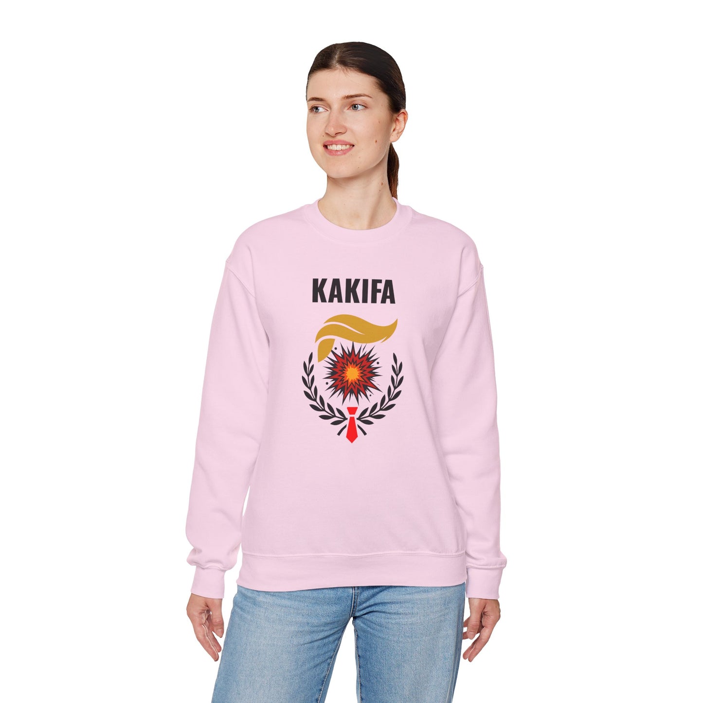 KAKIFA #2 — Black Text-Black Wreath — Unisex, Heavy Relaxed Fit Sweatshirt