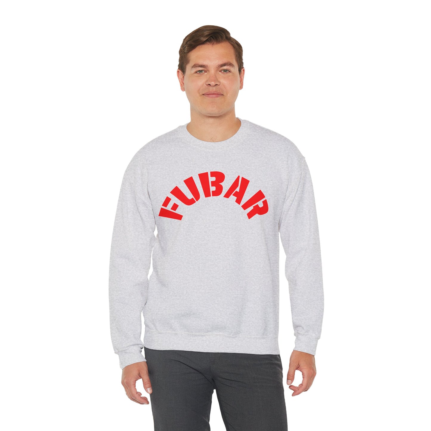 FUBAR  — Red Text — Unisex, Heavy Relaxed Fit Sweatshirt