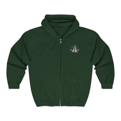 SHATTERED SCALES — Full-Zip Hoodie — White Graphic — Unisex, Heavy Classic Fit