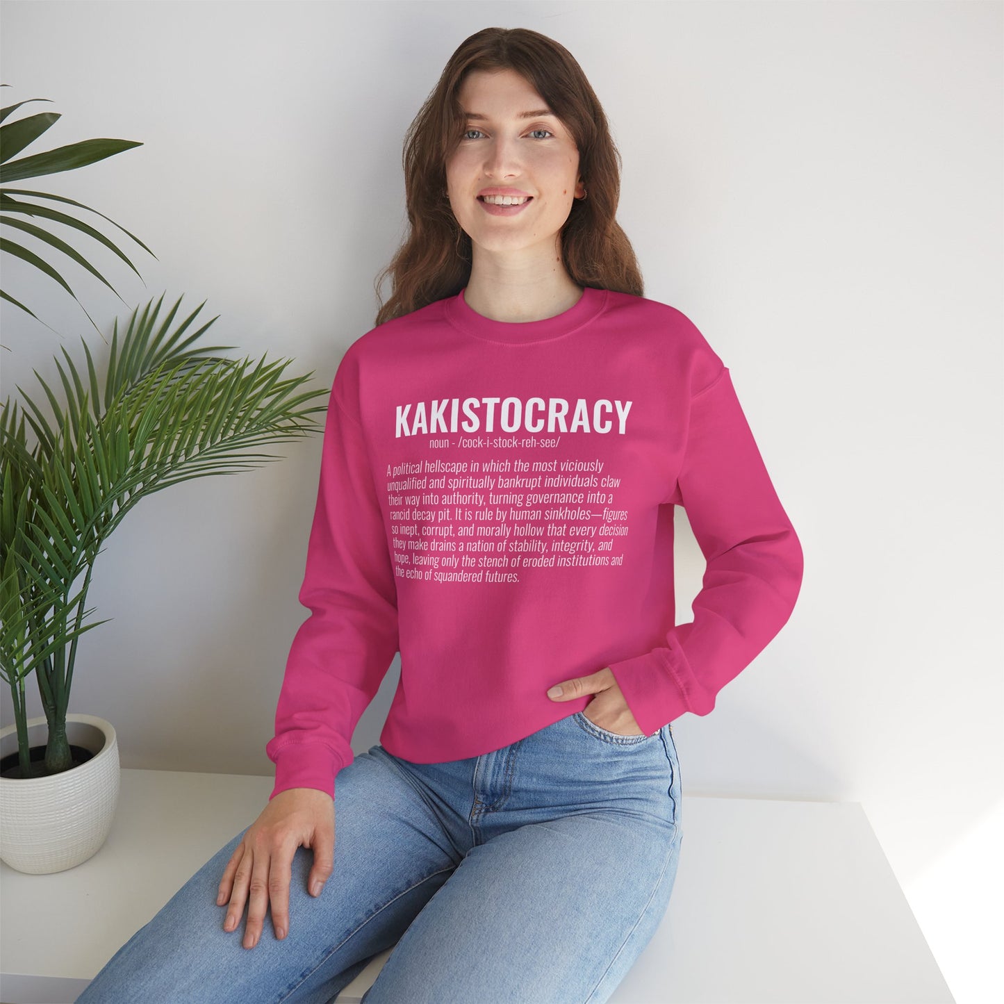 Kakistocracy #4  — White Text — Unisex, Heavy Relaxed Fit Sweatshirt
