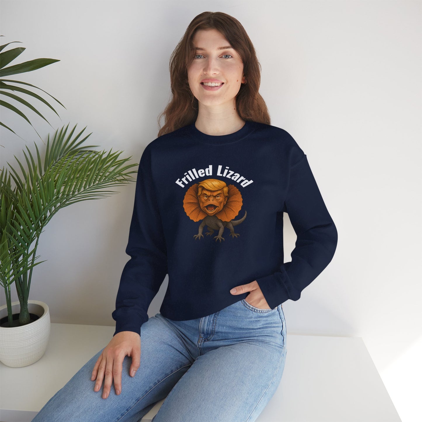 FRILLED LIZARD  — White Text — Unisex, Heavy Relaxed Fit Sweatshirt
