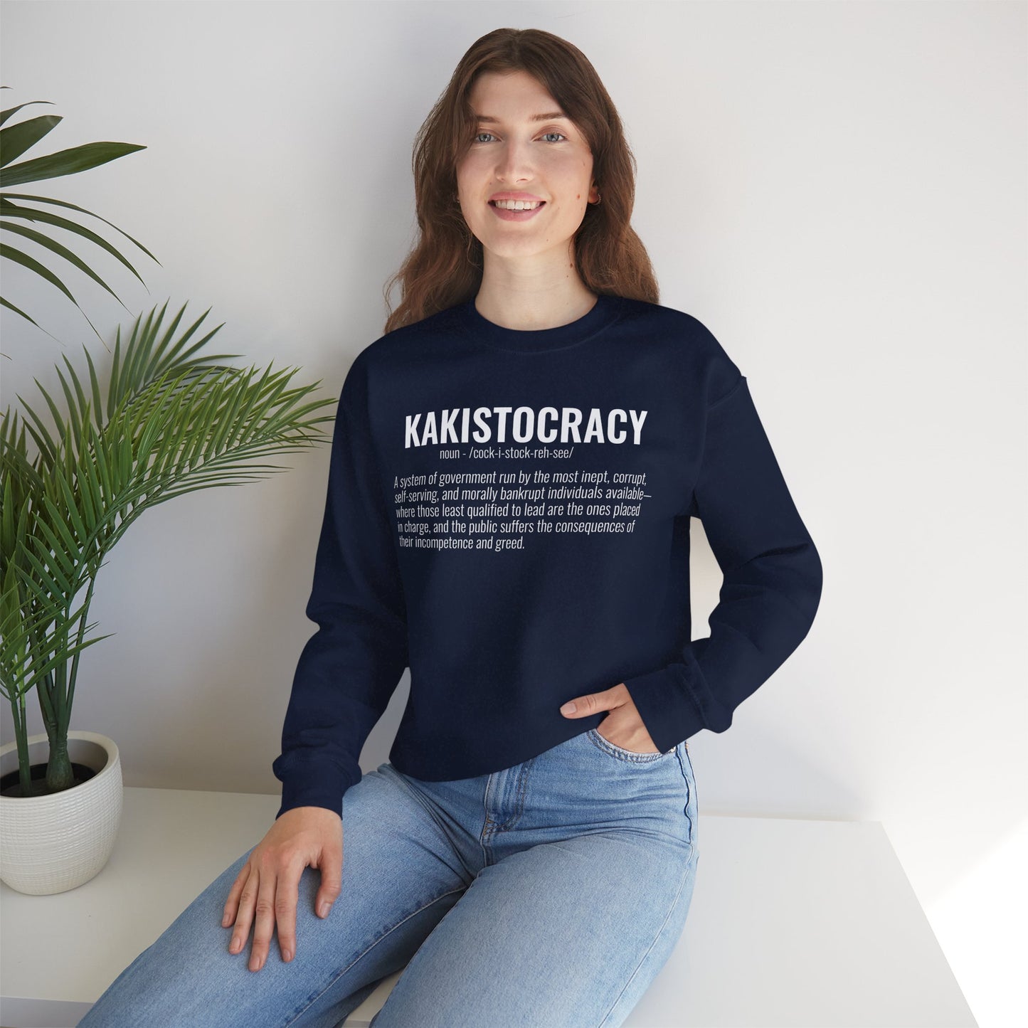Kakistocracy #1  — White Text — Unisex, Heavy Relaxed Fit Sweatshirt