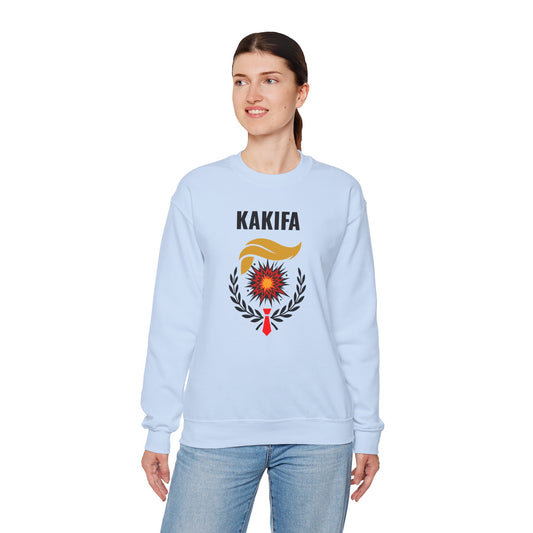 KAKIFA #2 — Black Text-Black Wreath — Unisex, Heavy Relaxed Fit Sweatshirt