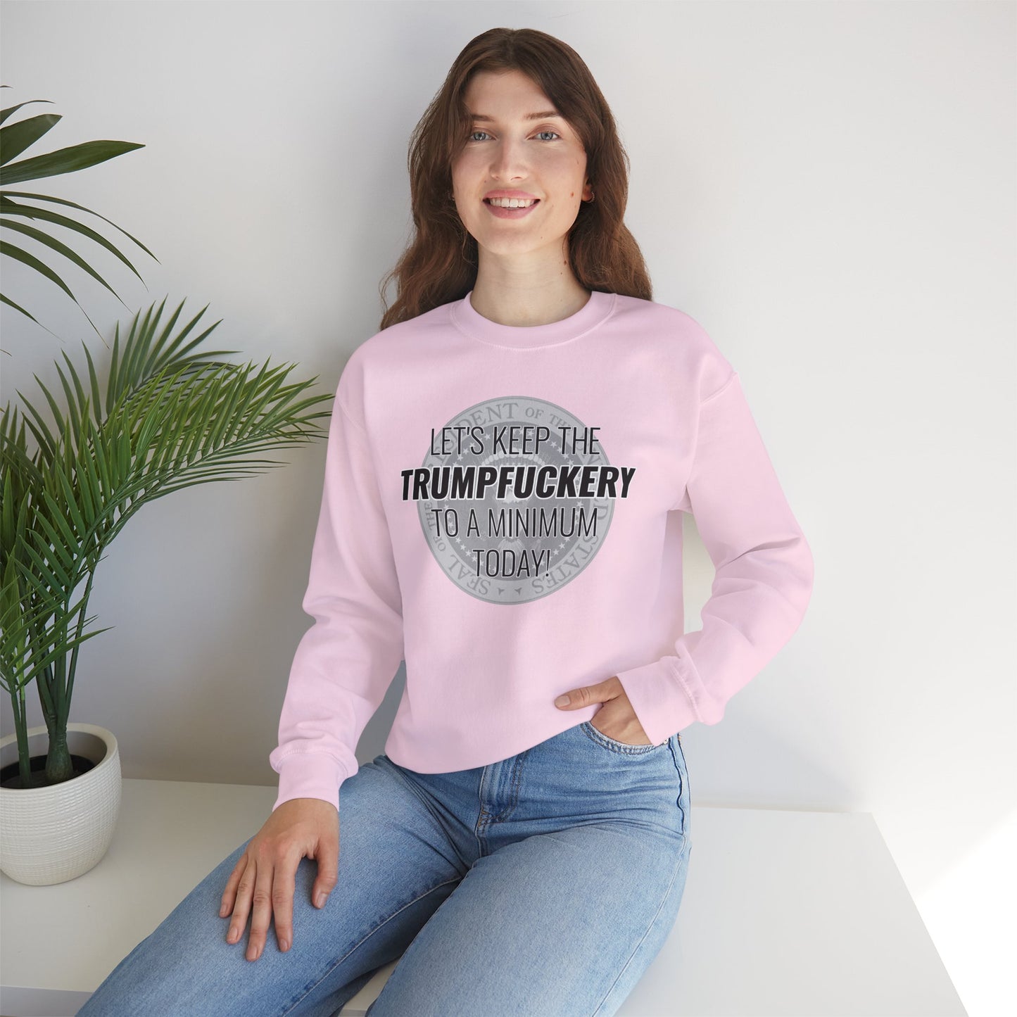TRUMPFUCKERY  — Heavy Unisex Sweatshirt — Black Text — Relaxed Fit