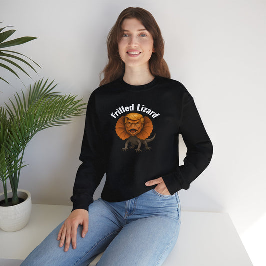 FRILLED LIZARD  — White Text — Unisex, Heavy Relaxed Fit Sweatshirt
