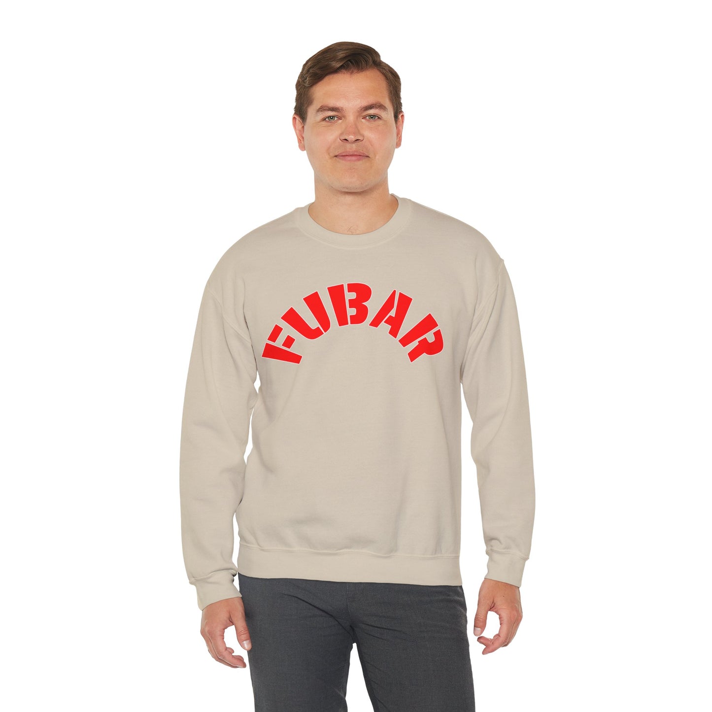 FUBAR  — Red Text — Unisex, Heavy Relaxed Fit Sweatshirt