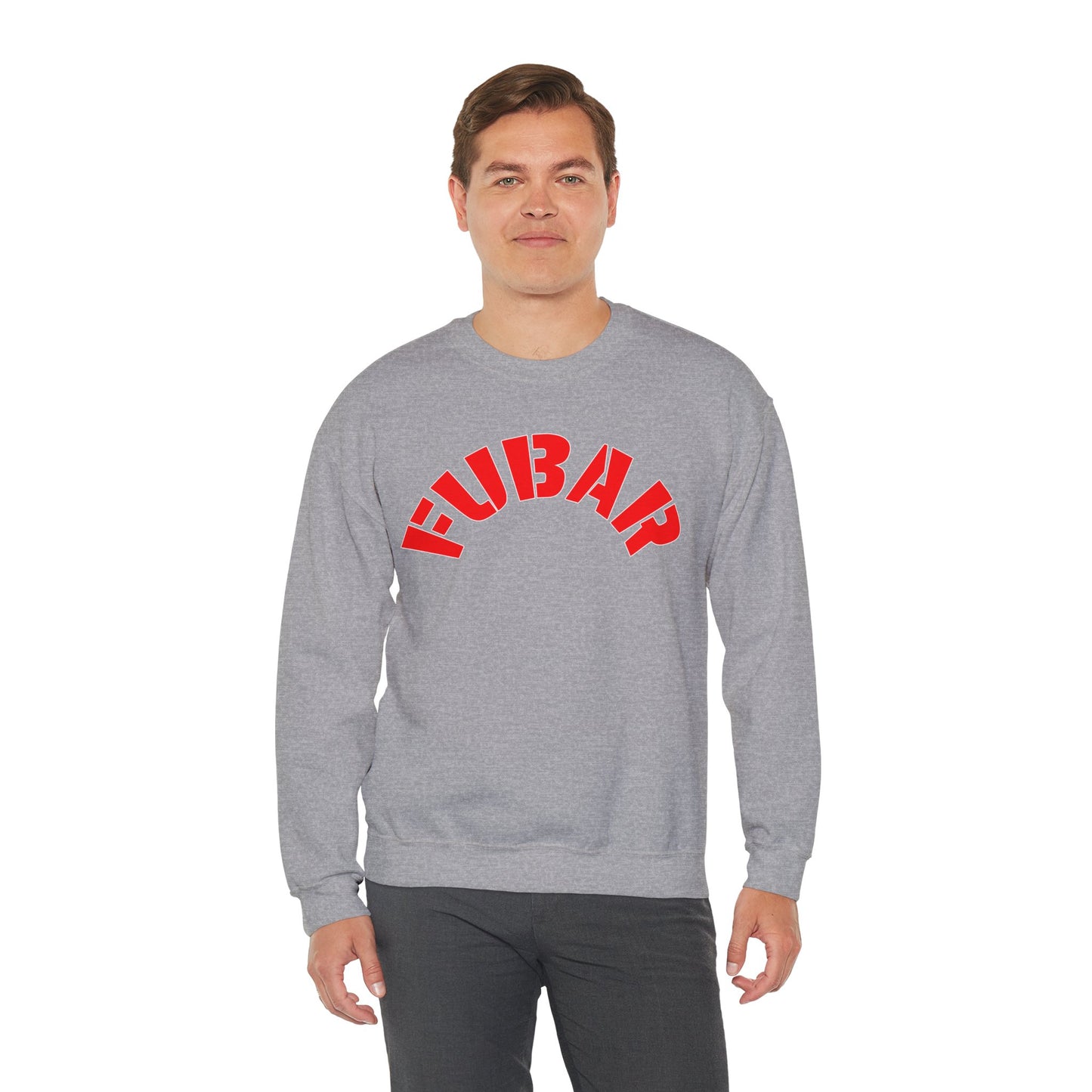 FUBAR  — Red Text — Unisex, Heavy Relaxed Fit Sweatshirt